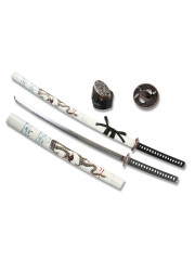 KATANA DRAGON BLANC TRESSAGE NOIR