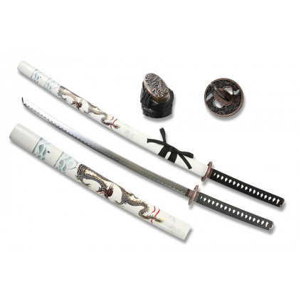 KATANA DRAGON BLANC TRESSAGE NOIR