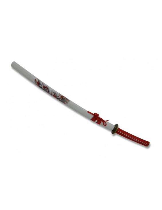 KATANA NON TRANCHANT BLANC TRESSAGE ROUGE