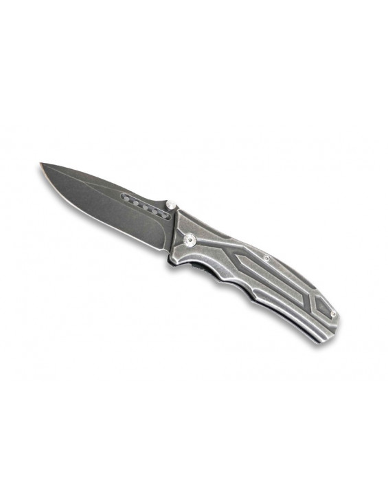 COUTEAU GRIS MANCHE METAL LAME 9CM