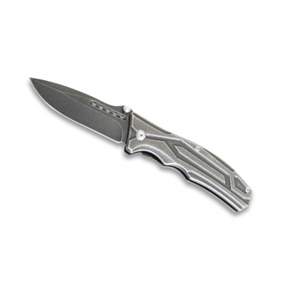 COUTEAU GRIS MANCHE METAL LAME 9CM
