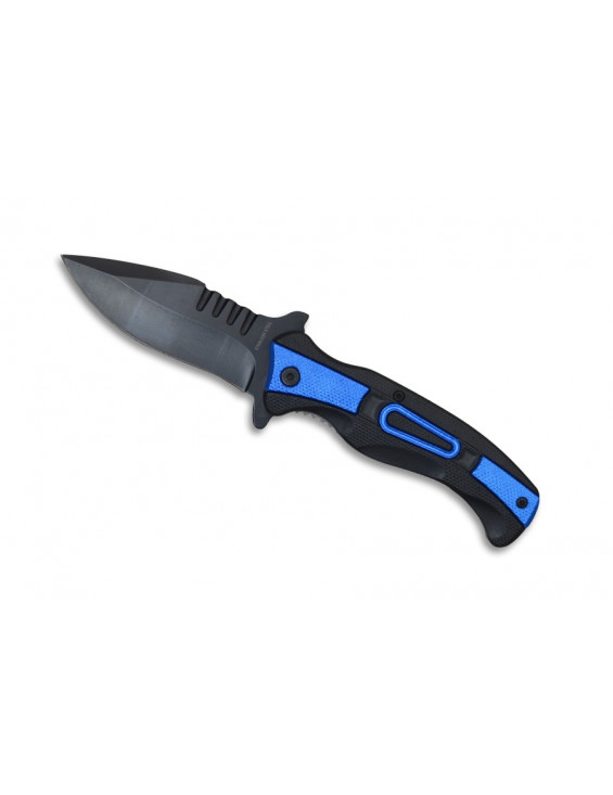 COUTEAU OUVERTURE ASSISTEE MANCHE NOIR ET BLEU LAME 10CM