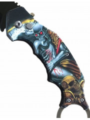 COUTEAU AUTOMATIQUE KARAMBIT TETE DE MORT