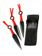 ENSEMBLE DE 3 KUNAI ROUGE 15CM