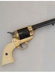 REVOLVER PEACEMAKER USA 1873 BLANC-DORE-NOIR 46 CM