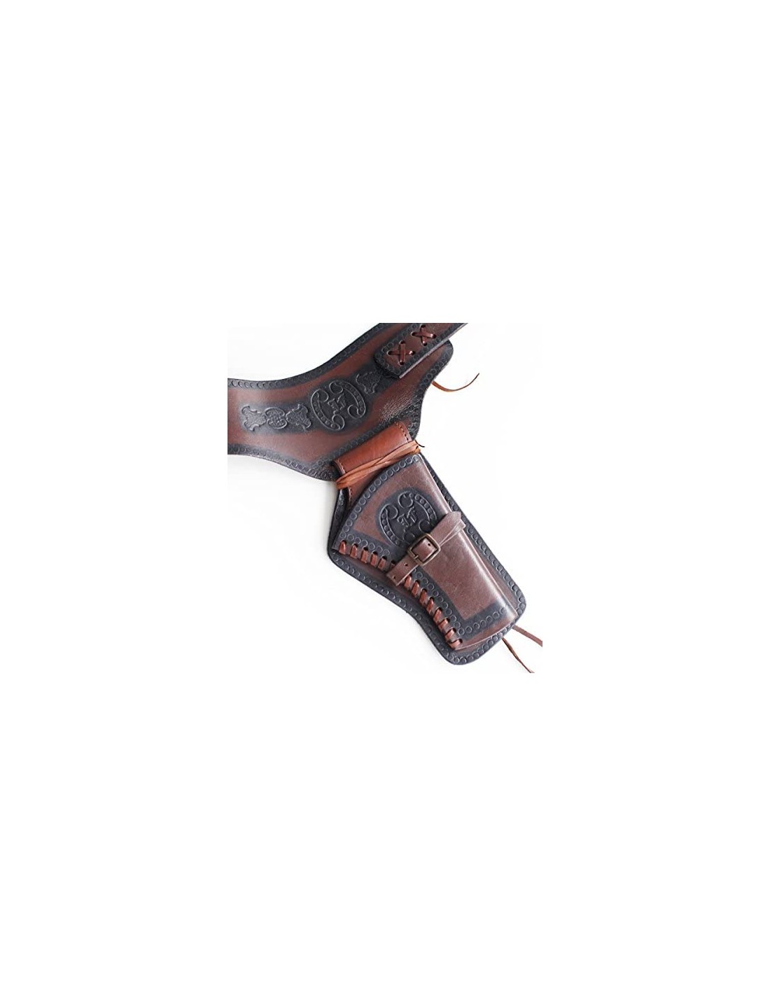 Ceinture Pistolet En Cuir Noir Kore – Taille 33 Coupée, Occasion Très Bon état