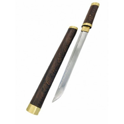 TANTO 51CM ACIER 1045 BOIS DE ROSE ET LAITON - T21 - FUDOSHIN - FUENTES