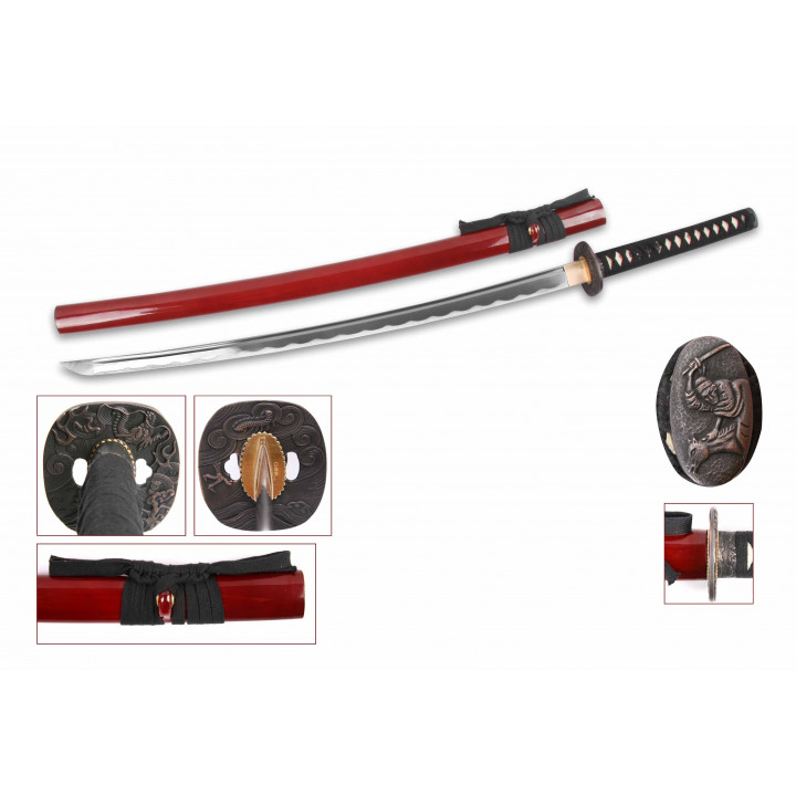 F/ KATANA 1045 FOURREAU ROUGE LAME 71CM