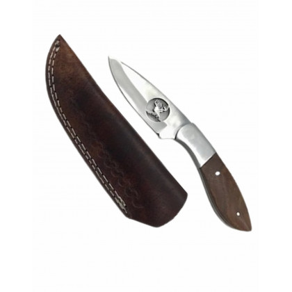 COUTEAU CHASSE MANCHE BOIS LAME AJOURE CERF 10CM