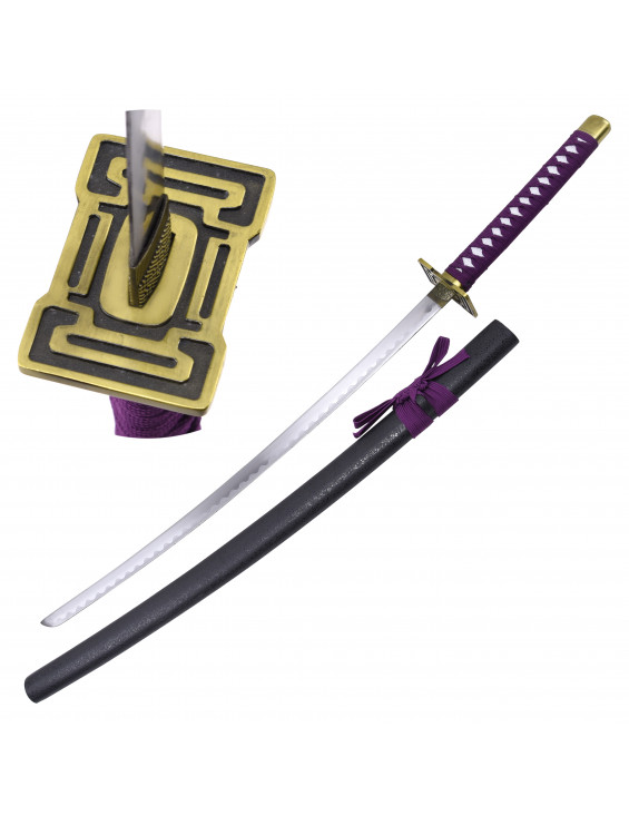 KATANA NON TRANCHANT NOIR TRESSAGE VIOLET