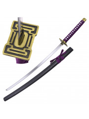 KATANA NON TRANCHANT NOIR TRESSAGE VIOLET