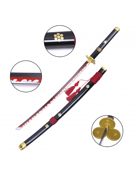 KATANA NON TRANCHANT NOIR ET OR DECORE