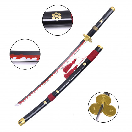 KATANA NON TRANCHANT NOIR ET OR DECORE