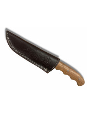 Couteau en bois de platane avec son fourreau en cuir