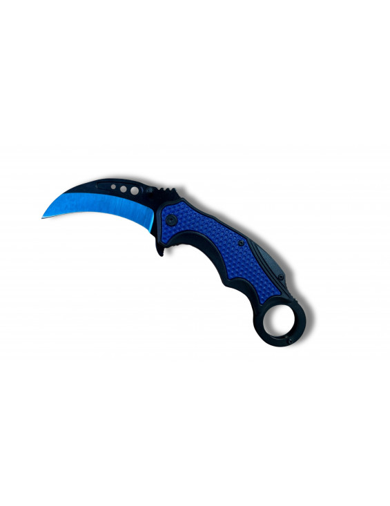 COUTEAU KARAMBIT OUVERTURE ASSISTEE NOIR ET BLEU