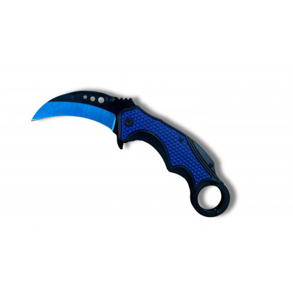 COUTEAU KARAMBIT OUVERTURE ASSISTEE NOIR ET BLEU