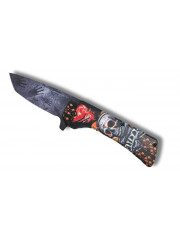 COUTEAU TETE DE MORT ROUGE OUVERTURE ASSISTEE