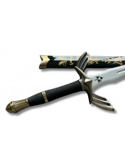 Épée décorative en bois noire et or avec fourreau gravé