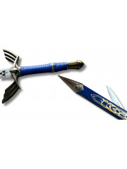 Épée décorative en bois bleue et or avec fourreau gravé