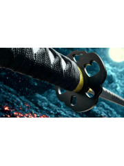 Katana Noir – Édition Anti-Magie avec Garde Trèfle