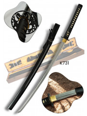 Katana Kobuse Noir Double Acier Élégance Guerrière
