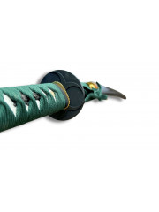 Katana Vert Lame décorée Acier 1045 Élégant