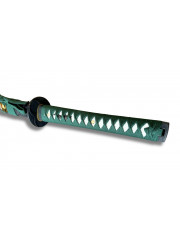 Katana Vert Lame décorée Acier 1045 Élégant