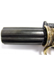 PISTOLET ANGLAIS 1840 6 CANONS NOIR ET OR