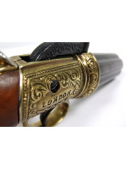 PISTOLET ANGLAIS 1840 6 CANONS NOIR ET OR